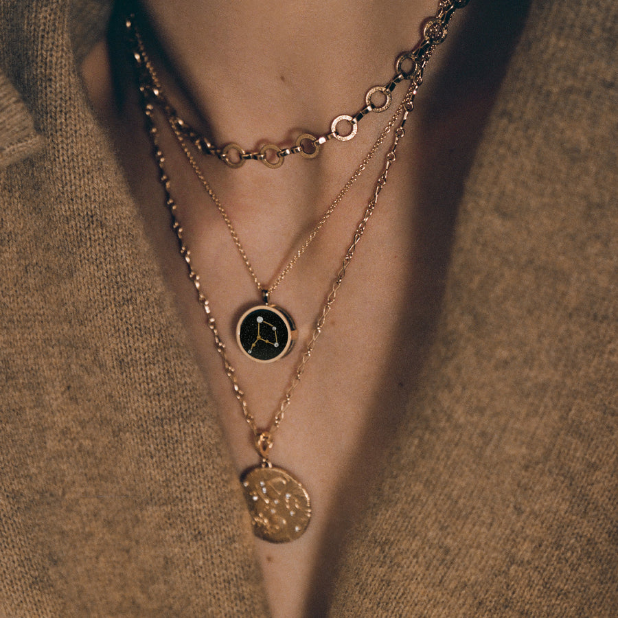 Azlee Zodiac Night Sky Necklace - Virgo - Necklaces - Broken English Jewelry on model