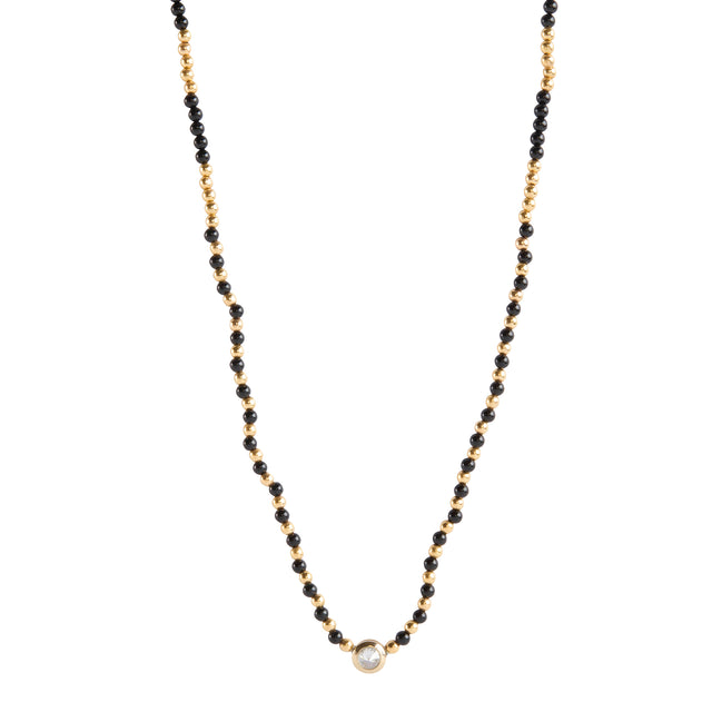 Onyx and Diamond Beaded Necklace