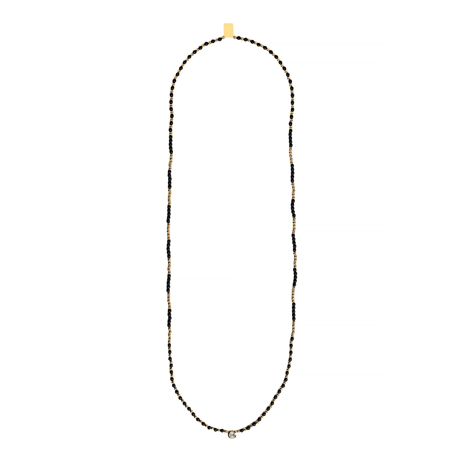 Onyx and Diamond Beaded Necklace