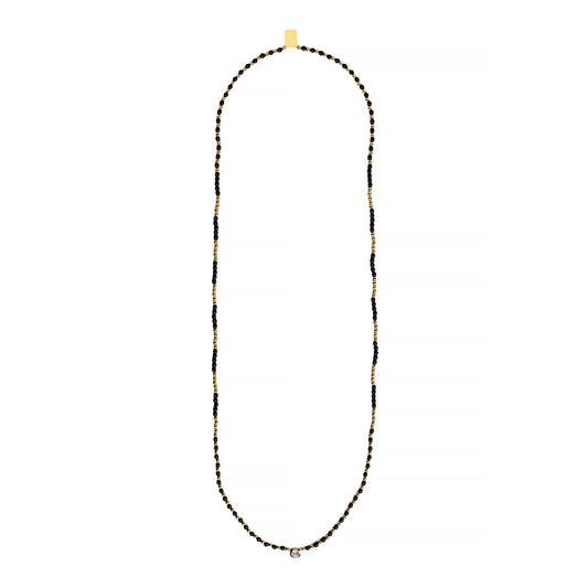 Onyx and Diamond Beaded Necklace
