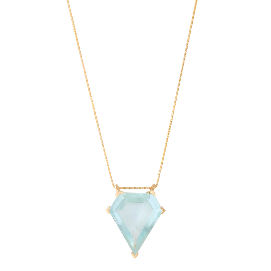 YI Collection Aquamarine Contour Shield Necklace - Necklaces