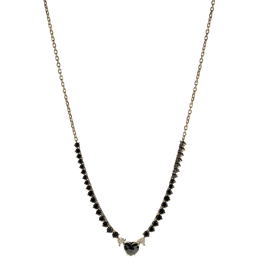Ara Vartanian Black and White Heart Pendant Necklace front view