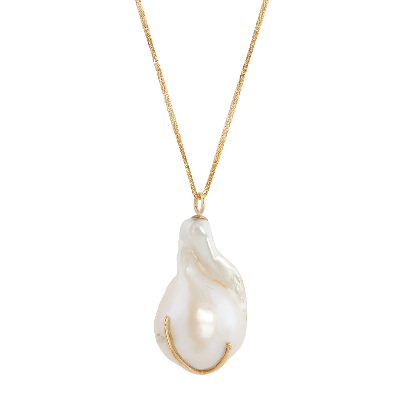 YI Collection Baroque Pearl Kintsugi Necklace - Necklaces - Broken English Jewelry front view detail