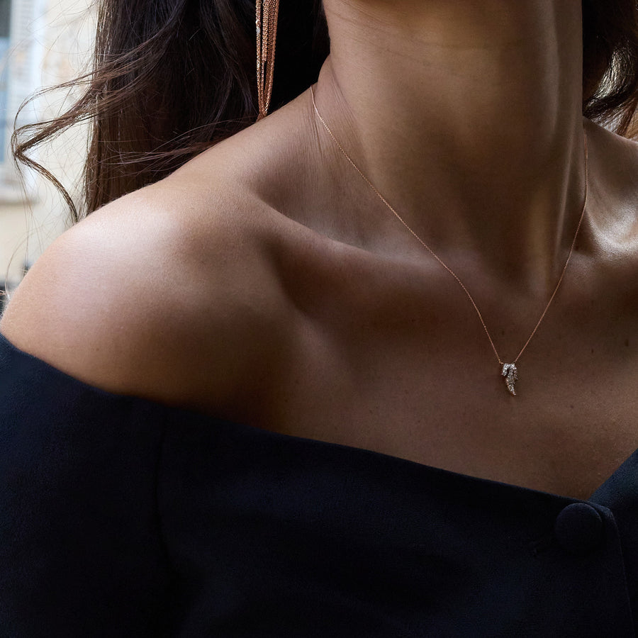 Aida Bergsen Diamond Mono Delonix Necklace - Necklaces - Broken English Jewelry on model