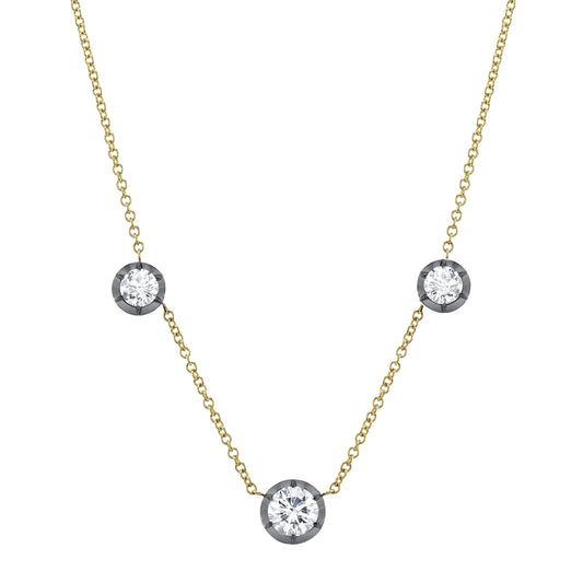 Triple Stone Bouton Necklace - Main Img