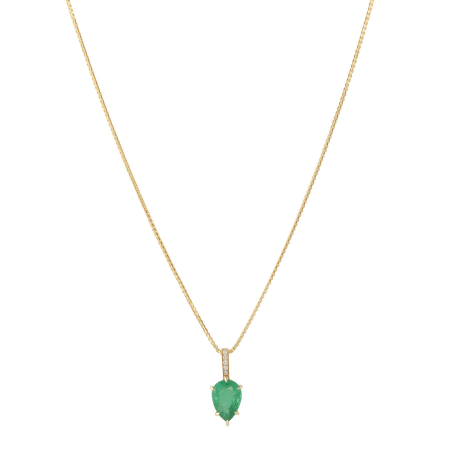 YI Collection Arrow Necklace - Emerald and Diamond - Necklaces - Broken English Jewelry front view