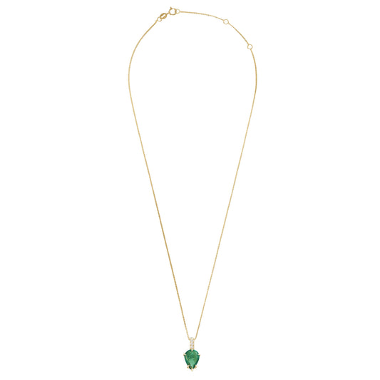 Emerald and Diamond Dewdrop Pendant Necklace - Main Img