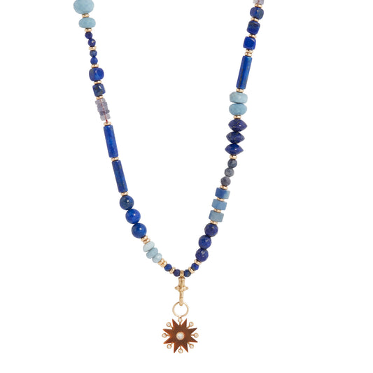 Blue Hue Jasper Beads Mantra Necklace