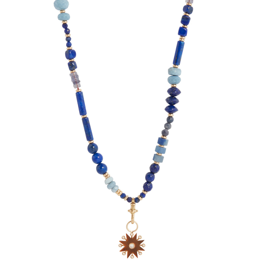 Colette Blue Hue Jasper Beads Mantra Necklace - Necklaces - Broken English Jewelry with pendant