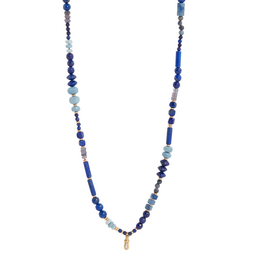 Blue Hue Jasper Beads Mantra Necklace - Main Img