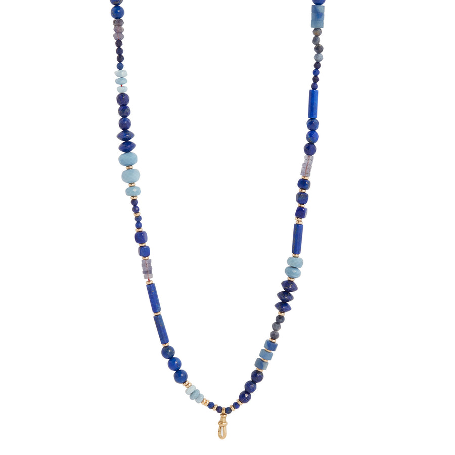 Colette Blue Hue Jasper Beads Mantra Necklace - Necklaces - Broken English Jewelry front view