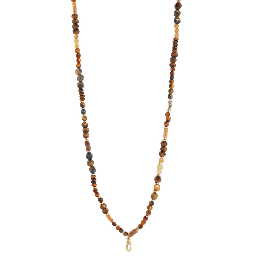 Colette Neutral Tone Jasper Beads Mantra Necklace - Necklaces - Broken English Jewelry front view