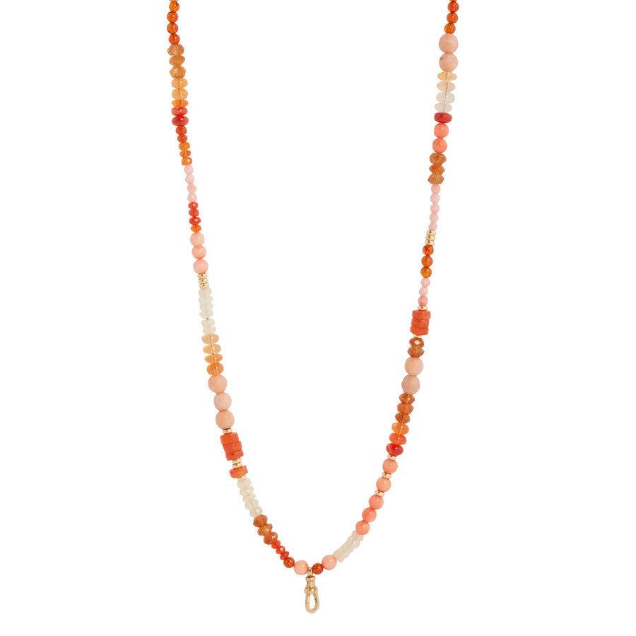 Colette Pink Hue Jasper Beads Mantra Necklace - Necklaces - Broken English Jewelry front view