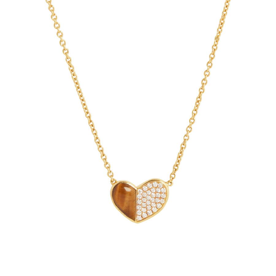 Colette Mini Heart Sofia Necklace - Tiger's Eye - Necklaces - Broken English Jewelry front view