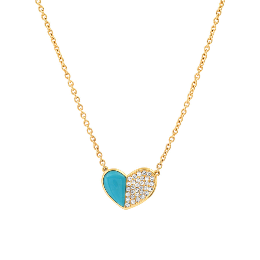 Colette Mini Heart Sofia Necklace - Turquoise - Necklaces - Broken English Jewelry front view