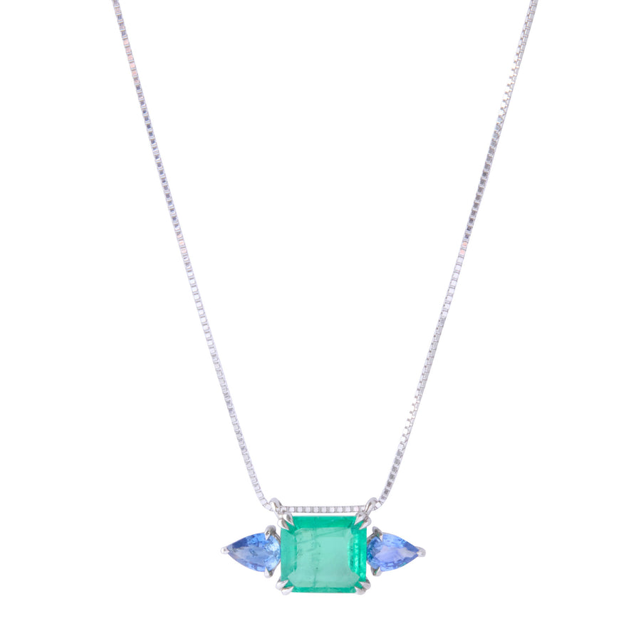 YI Collection Emerald and Sapphire Nexus Pendant Necklace - Necklaces