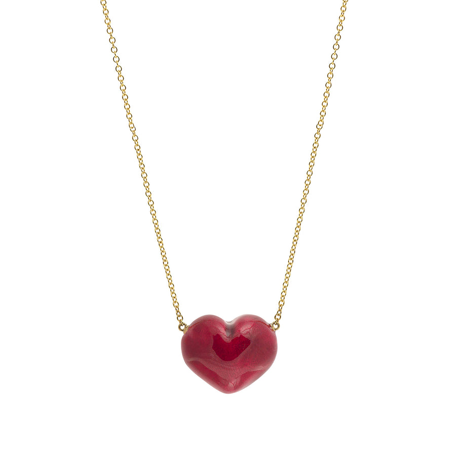 Christina Alexiou Red Bubble Heart Necklace - Necklaces - Broken English Jewelry front detail