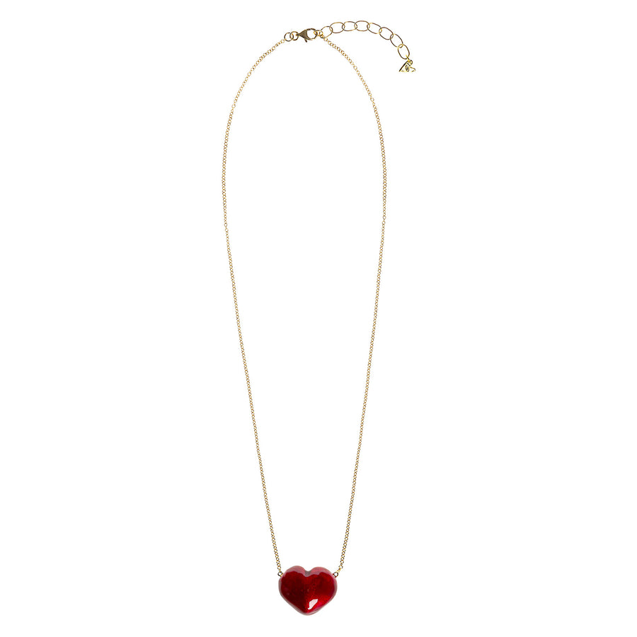 Christina Alexiou Red Bubble Heart Necklace - Necklaces - Broken English Jewelry front top view