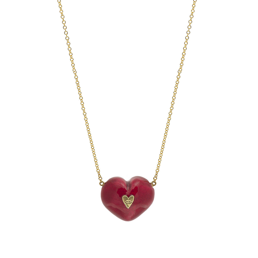 Christina Alexiou Red Bubble Heart Necklace - Necklaces - Broken English Jewelry back detail 