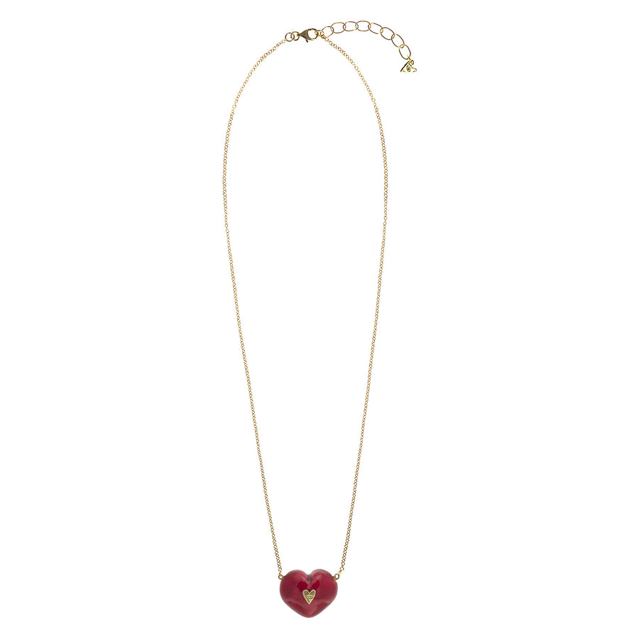 Christina Alexiou Red Bubble Heart Necklace - Necklaces - Broken English Jewelry back top view