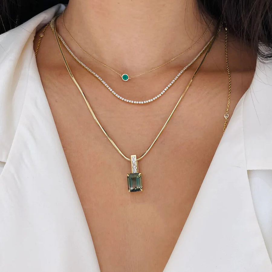 YI Collection Green Ombre Tourmaline Supreme Pendant - Necklaces - Broken English Jewelry on model