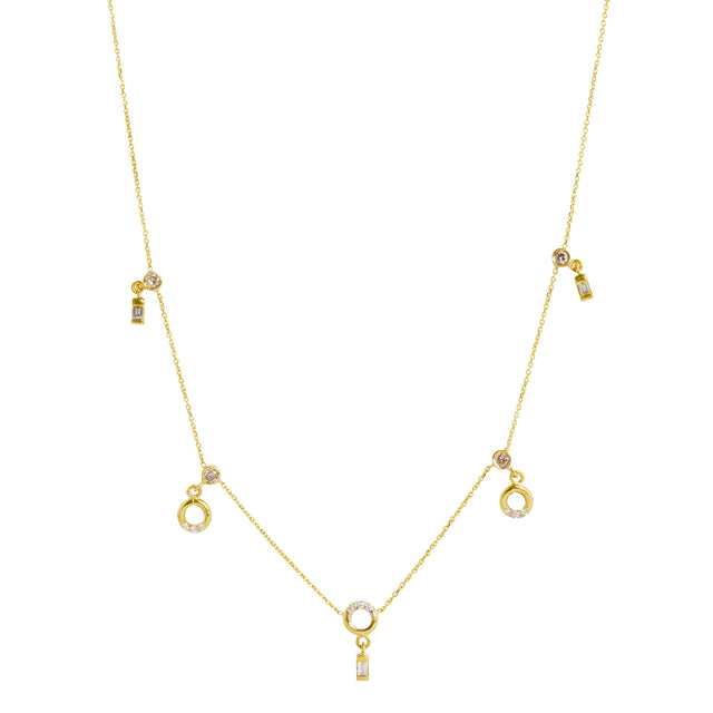 Xiao Wang Adjustable Champagne and White Diamond Gravity Necklace - Necklaces - Broken English Jewelry front view