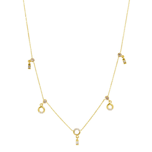 Adjustable Champagne and White Diamond Gravity Necklace - Main Img