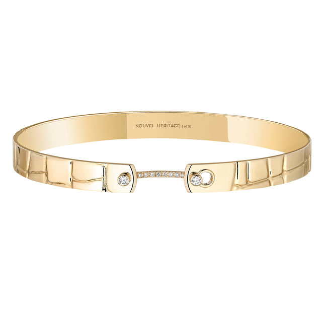 White Diamond Croco Bangle - 6mm