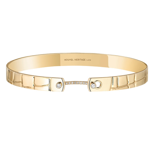 White Diamond Croco Bangle - 6mm - Main Img