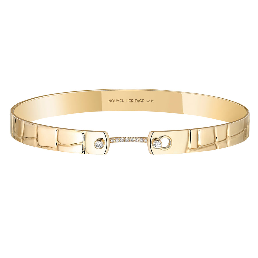 White Diamond Croco Bangle - 6mm