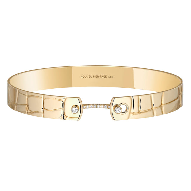 White Diamond Croco Bangle - 8mm