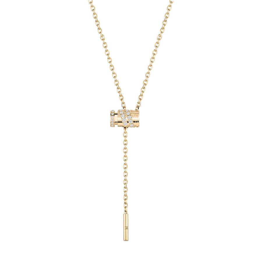 17" Adjustable Pave Diamond Mini Latch Pendant Necklace - Yellow Gold
