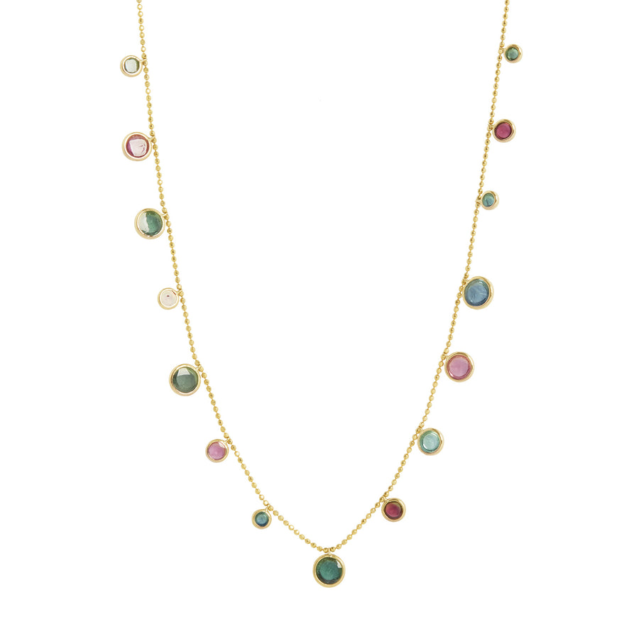 YI Collection Indicolite Tourmaline and Rubellite Eos Necklace - Necklaces - Broken English Jewelry front view