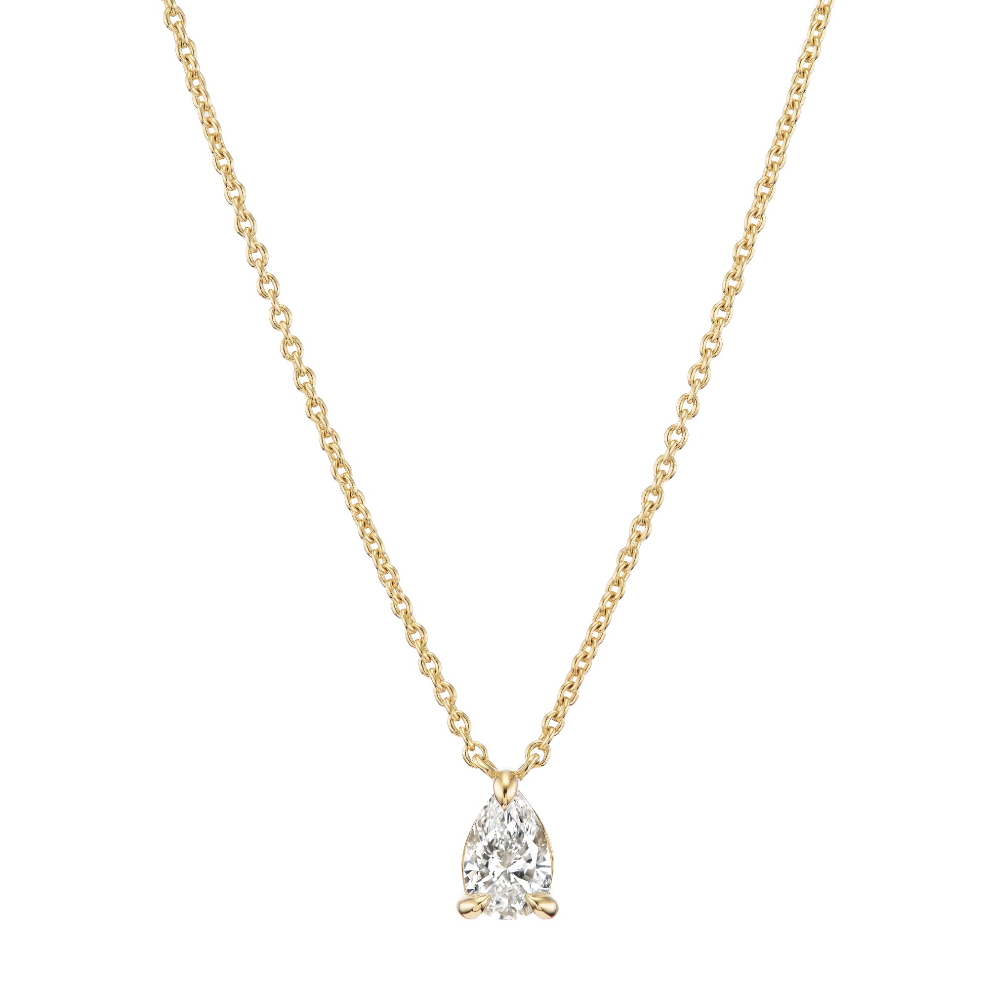 Pear Diamond Prong Necklace