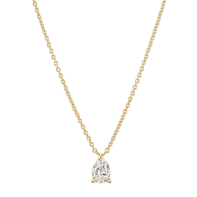 Pear Diamond Prong Necklace