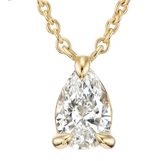 Pear Diamond Prong Necklace