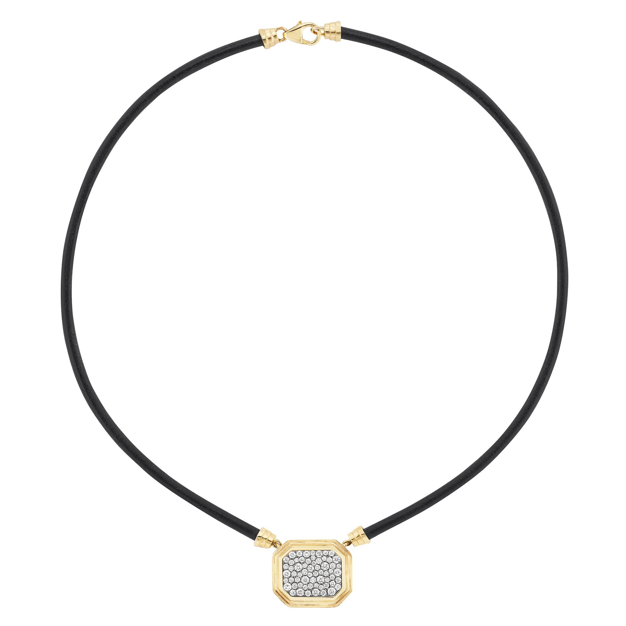Pave Diamond Jumbo Pendant Leather Cord Necklace