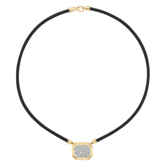 Pave Diamond Jumbo Pendant Leather Cord Necklace - Main Img