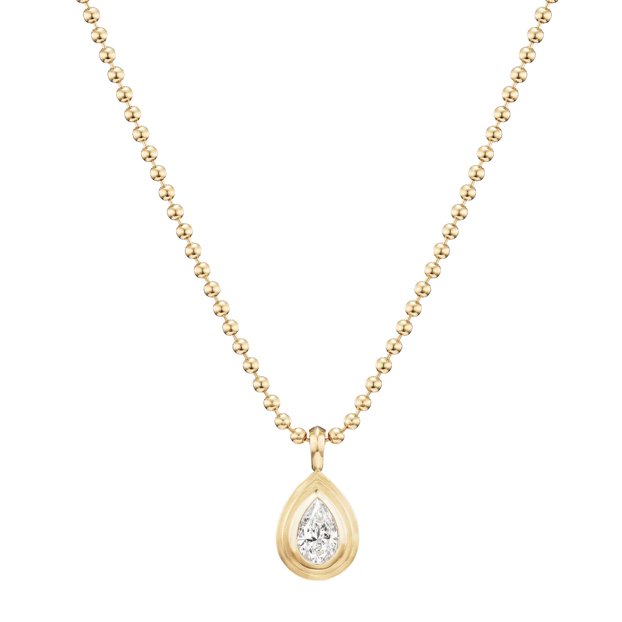 Pear Diamond Bezel Charm Necklace
