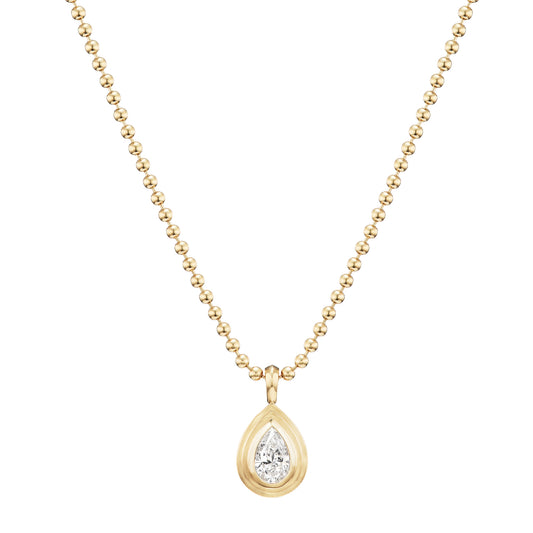 Pear Diamond Bezel Charm Necklace - Main Img