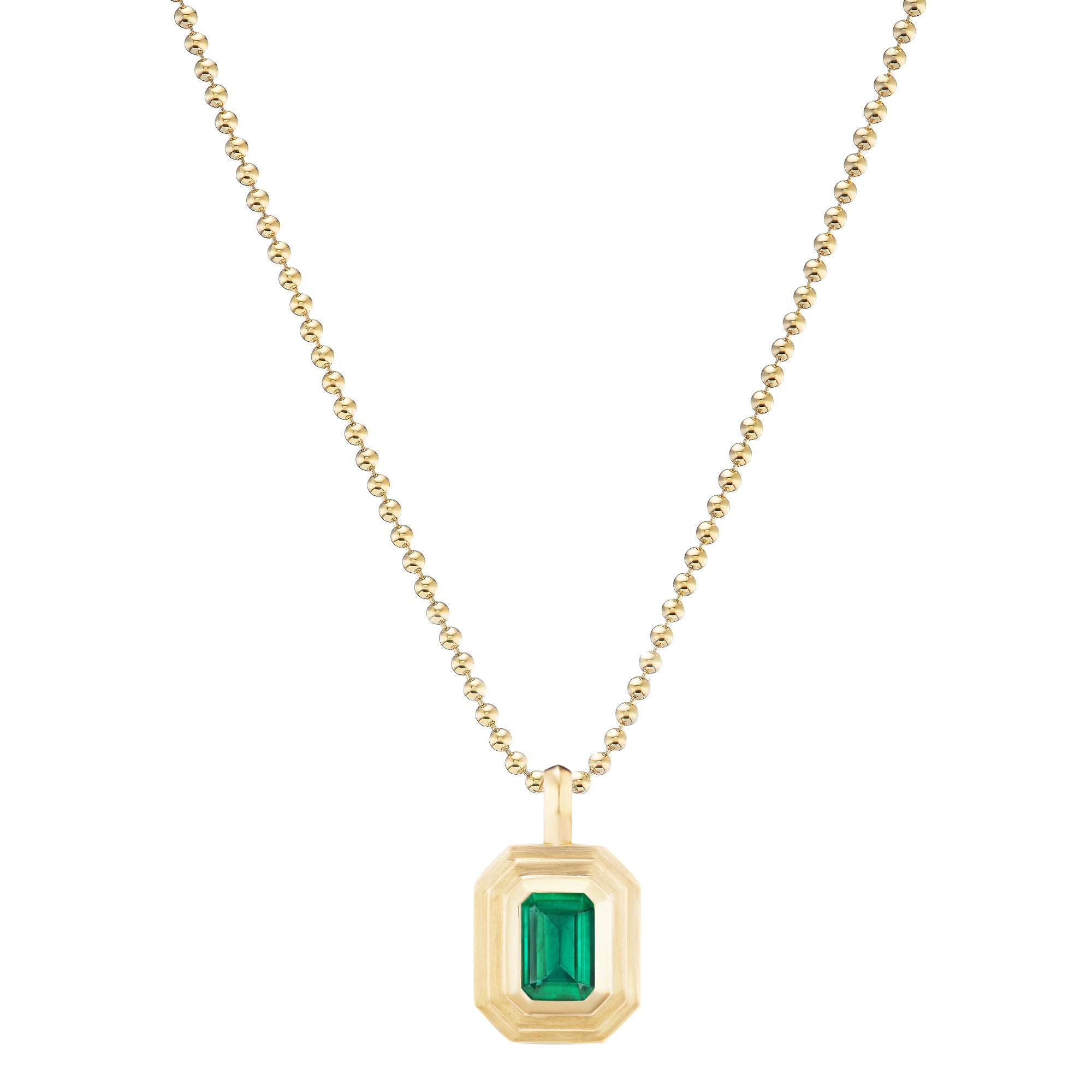 Emerald Mini Bezel Charm Necklace