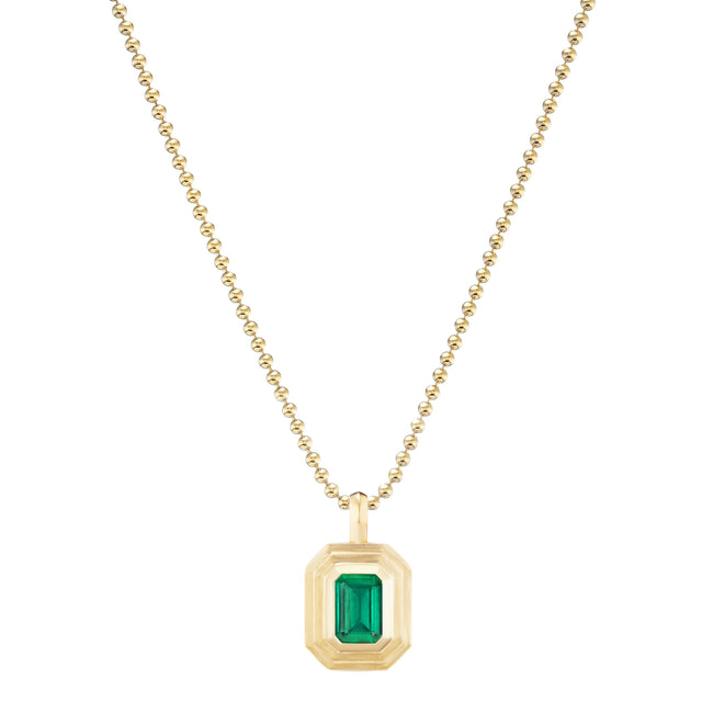 Emerald Mini Bezel Charm Necklace
