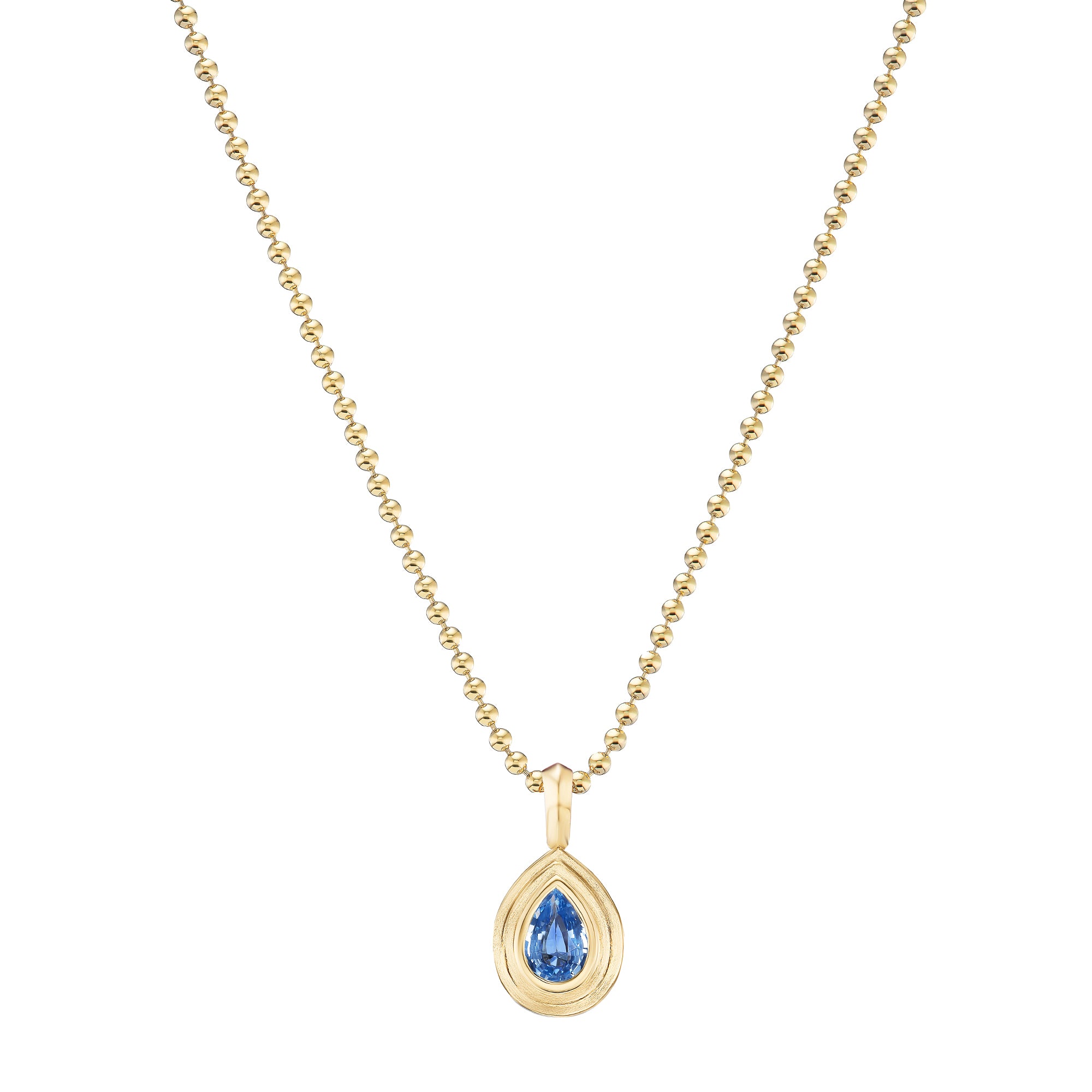 Pear Sapphire Mini Bezel Necklace
