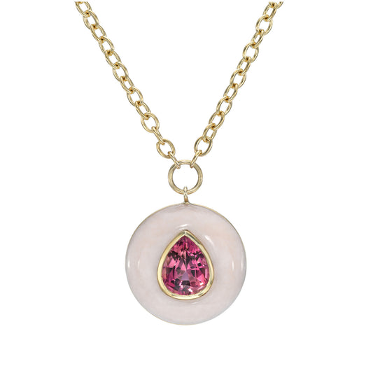 One-Of-A-Kind Pink Tourmaline Lollipop Pendant Necklace - Main Img