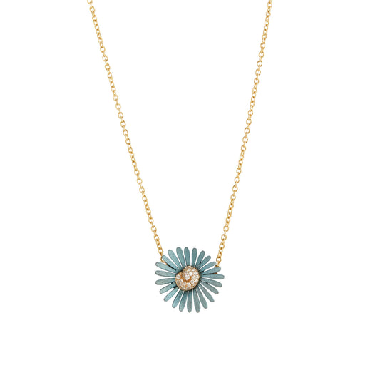 Stone Blue Mini Flower Necklace - Main Img
