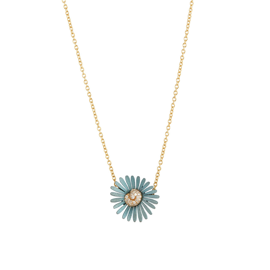 Mike Joseph Stone Blue Mini Flower Necklace - Necklaces - Broken English Jewelry front view