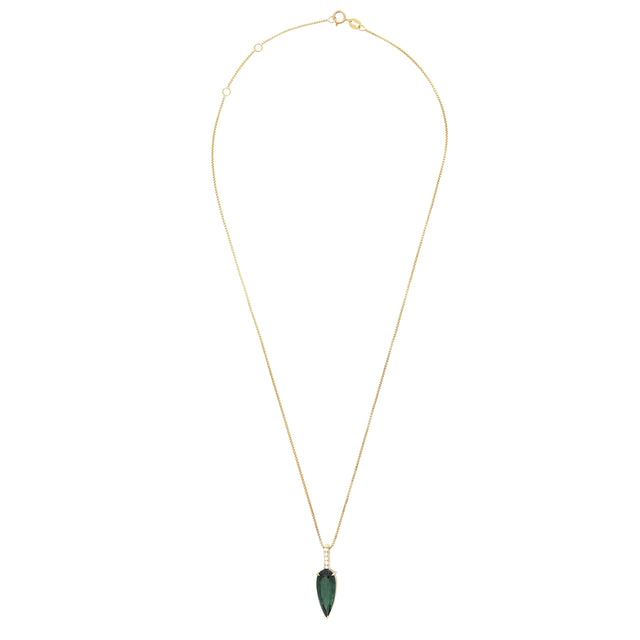 Lagoon Tourmaline and Diamond Arrow Dewdrop Pendant Necklace