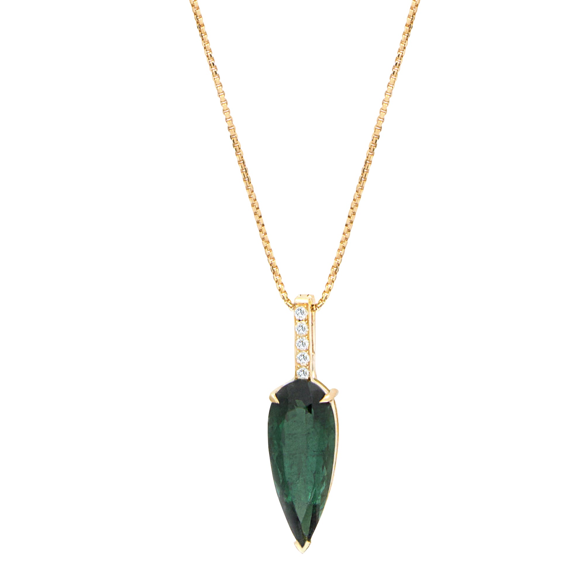 Lagoon Tourmaline and Diamond Arrow Dewdrop Pendant Necklace