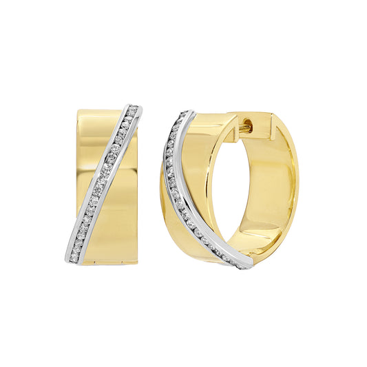 Diamond Lined Wide Hoop Earrings - Main Img
