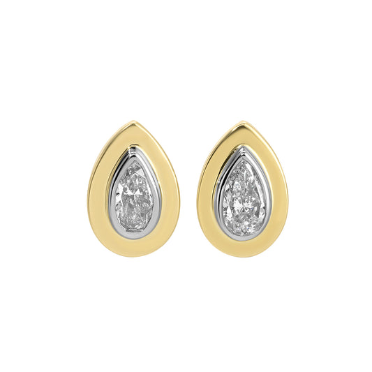 Bezel Pear Studs - Main Img